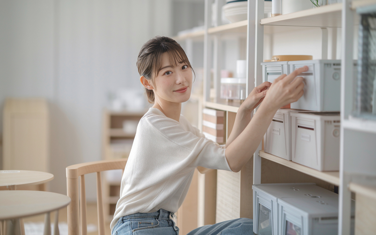 ワンルームの収納術で部屋がすっきり見せる！アイディア満載の工...の画像