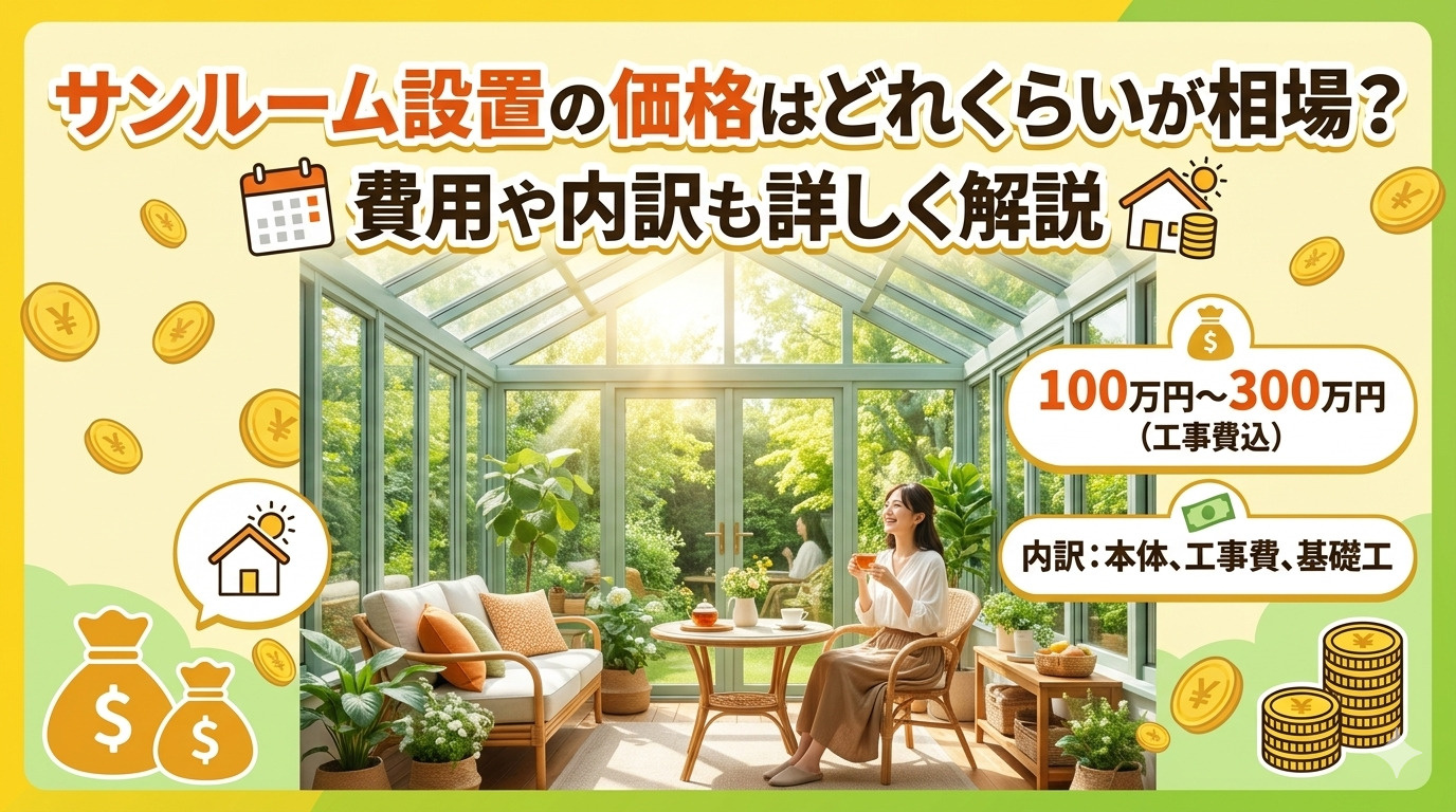 高槻市でのサンルーム設置価格はどれくらいが相場？費用や内訳も...の画像