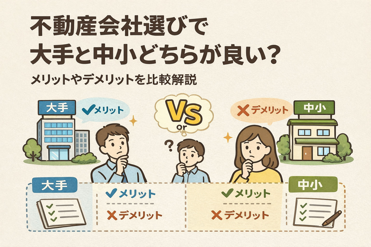 不動産会社選びで大手と中小どちらが良い？メリットやデメリット...の画像