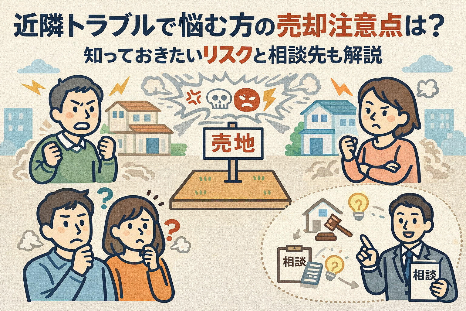近隣トラブルで悩む方の売却注意点は？知っておきたいリスクと相...の画像