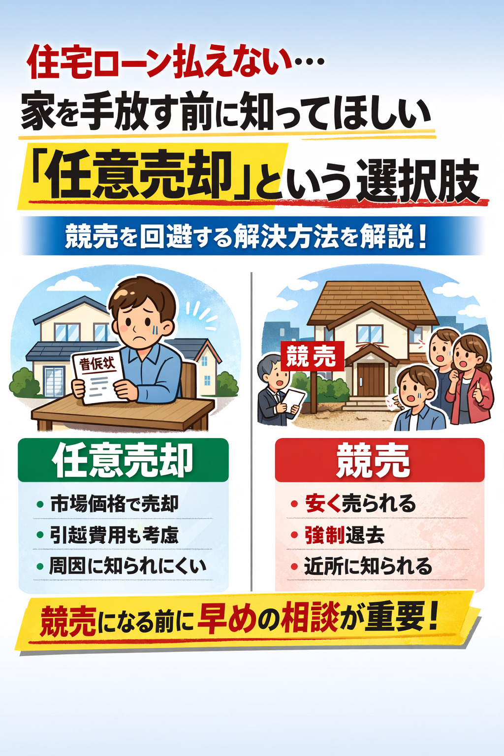 【任意売却とは？】住宅ローンが払えないときの解決方法｜競売に...の画像