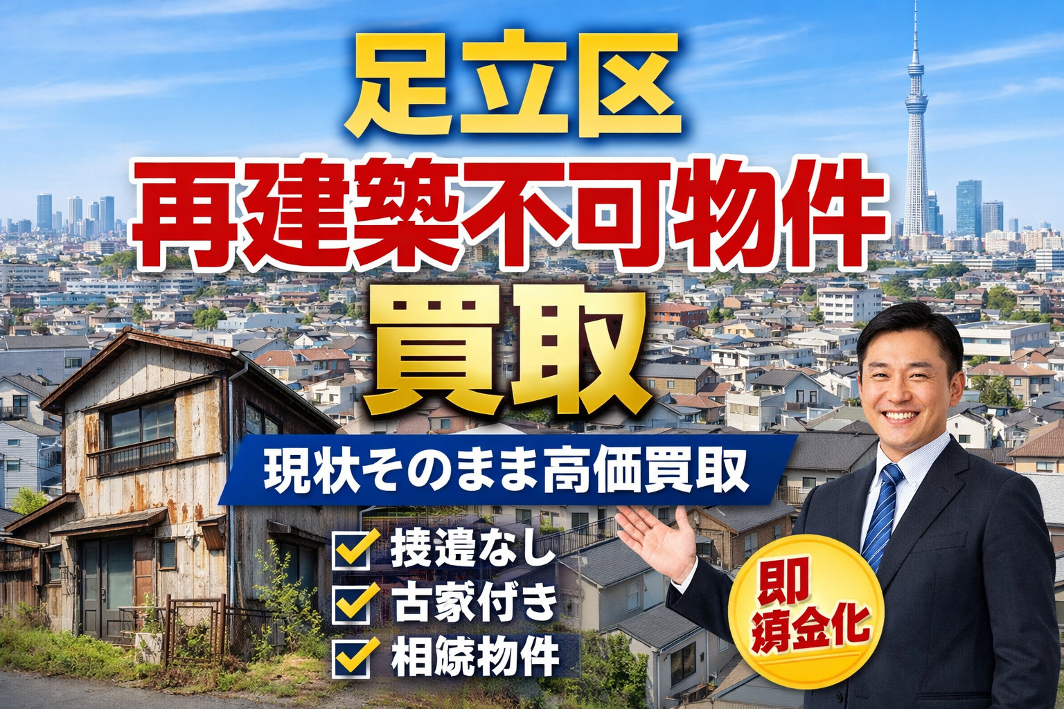 【足立区 再建築不可 買取】売れない土地も即現金化｜接道なし...の画像