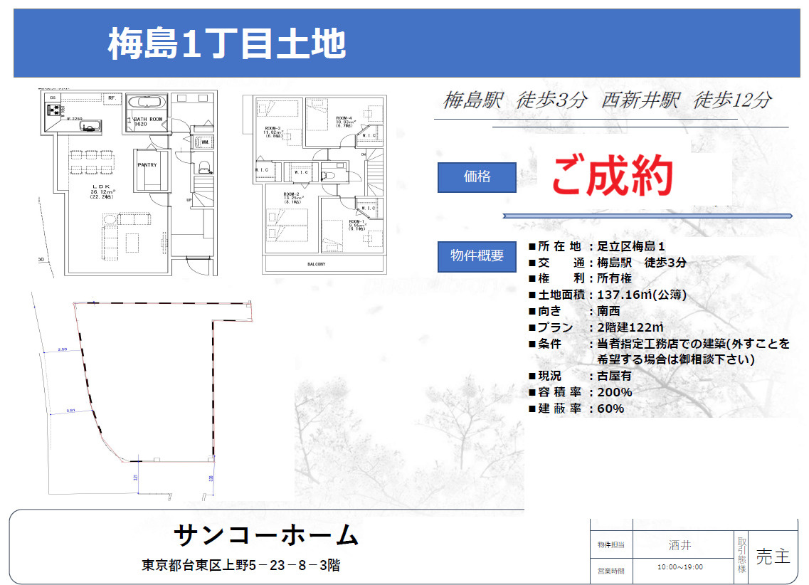 梅島駅徒歩3分　43条但書取得の画像