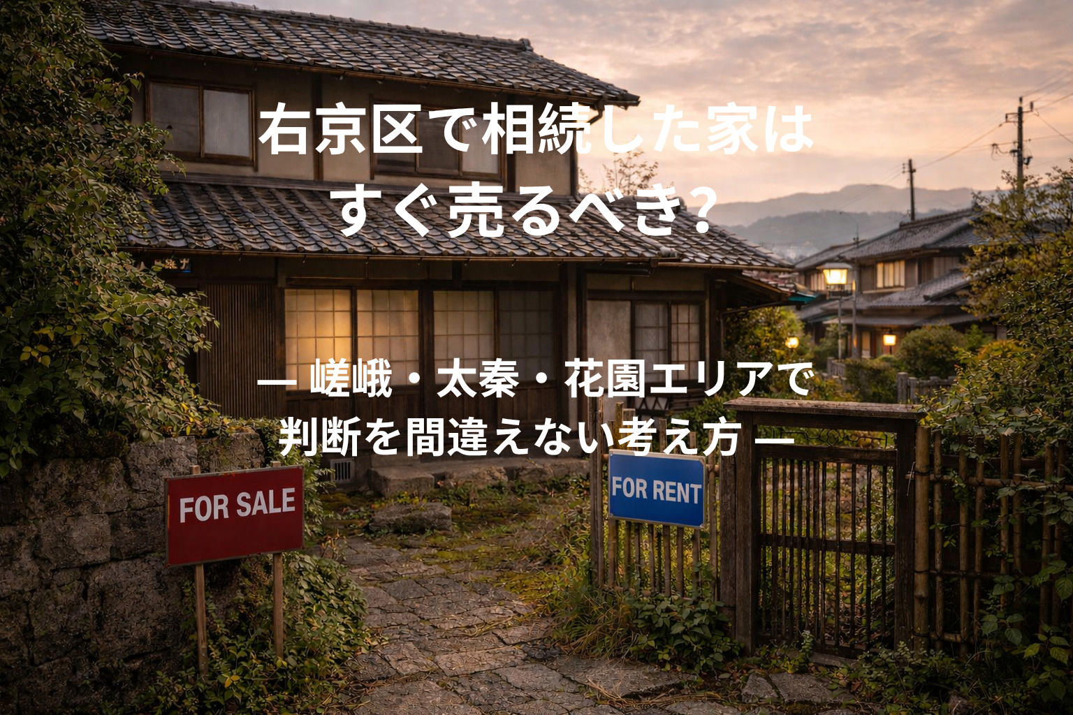右京区で相続した家はすぐ売るべき？  ― 嵯峨・太秦・花園エ...の画像