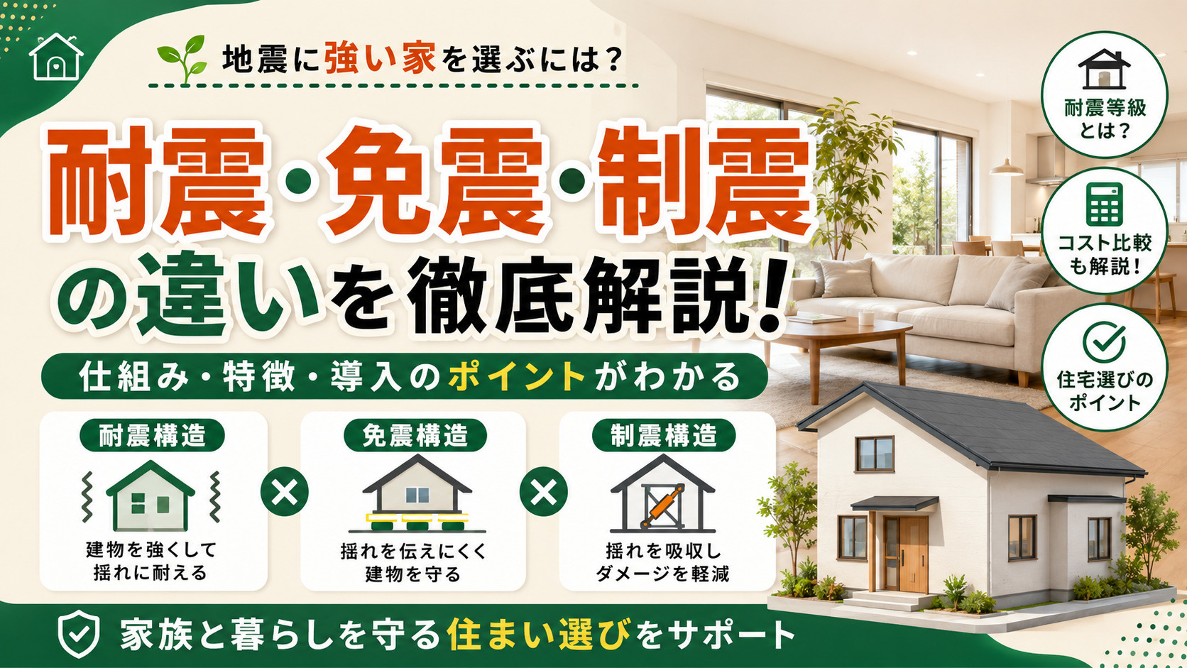 耐震・免震・制震の違いとは｜東大阪市で選ぶ地震に強い家の画像