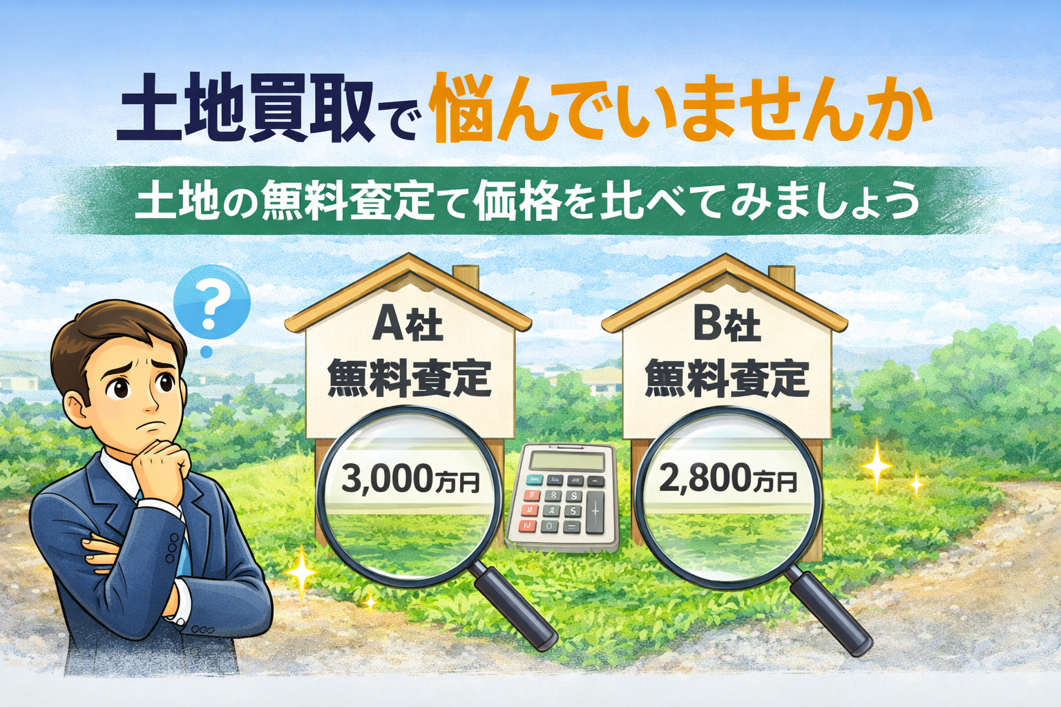 土地買取で悩んでいませんか土地の無料査定で価格を比べてみまし...の画像