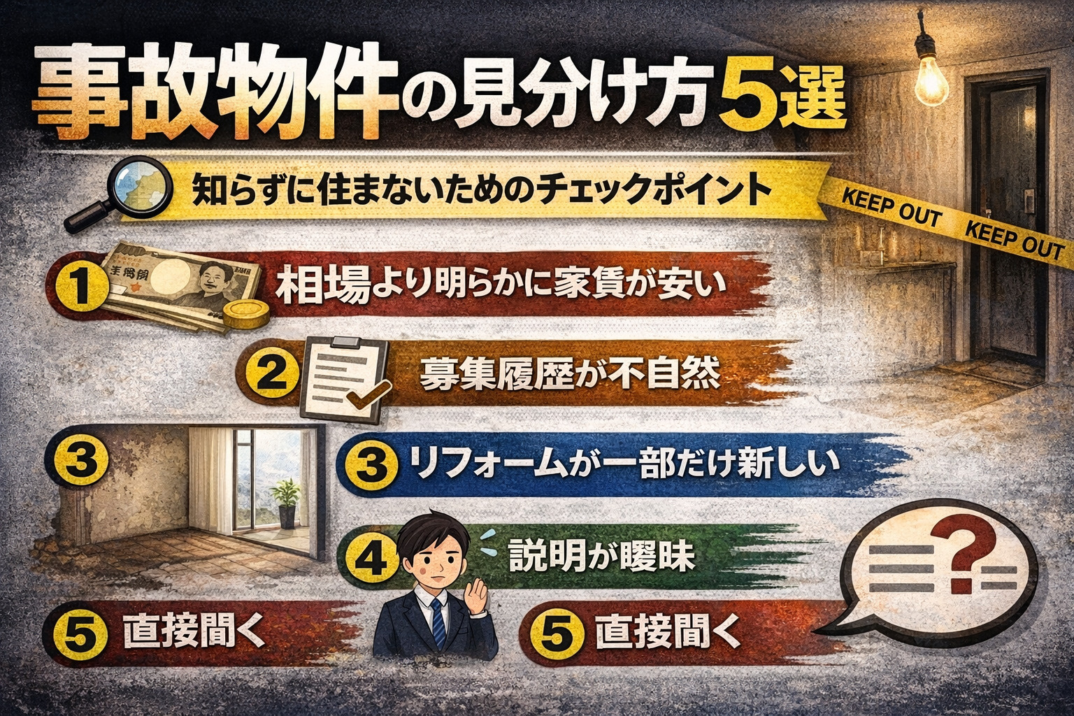 事故物件の見分け方5選｜知らずに住まないためのチェックポイン...の画像