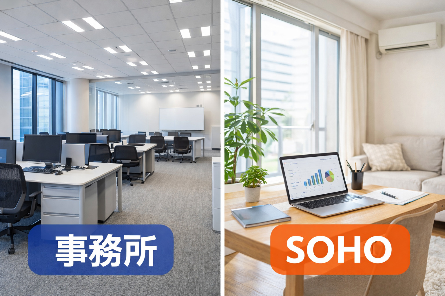 事務所とSOHOの違いとは？用途・契約・費用の違いをわかりや...の画像