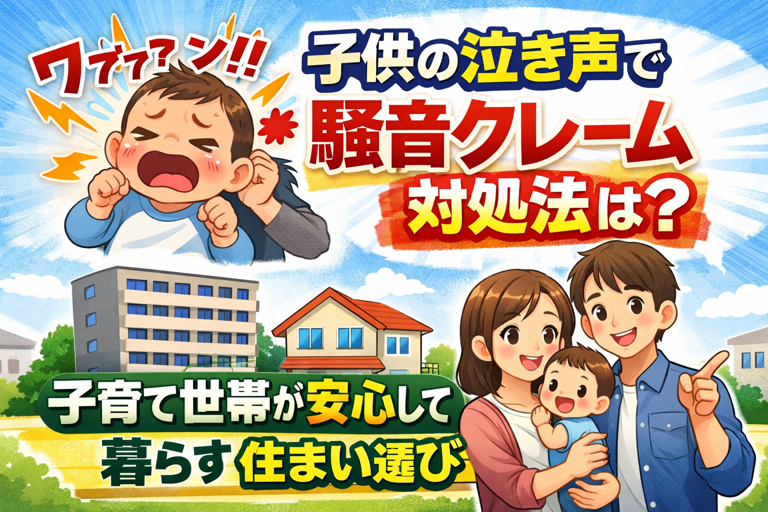 子供の泣き声で騒音クレーム対処法は？  子育て世帯が安心して...の画像