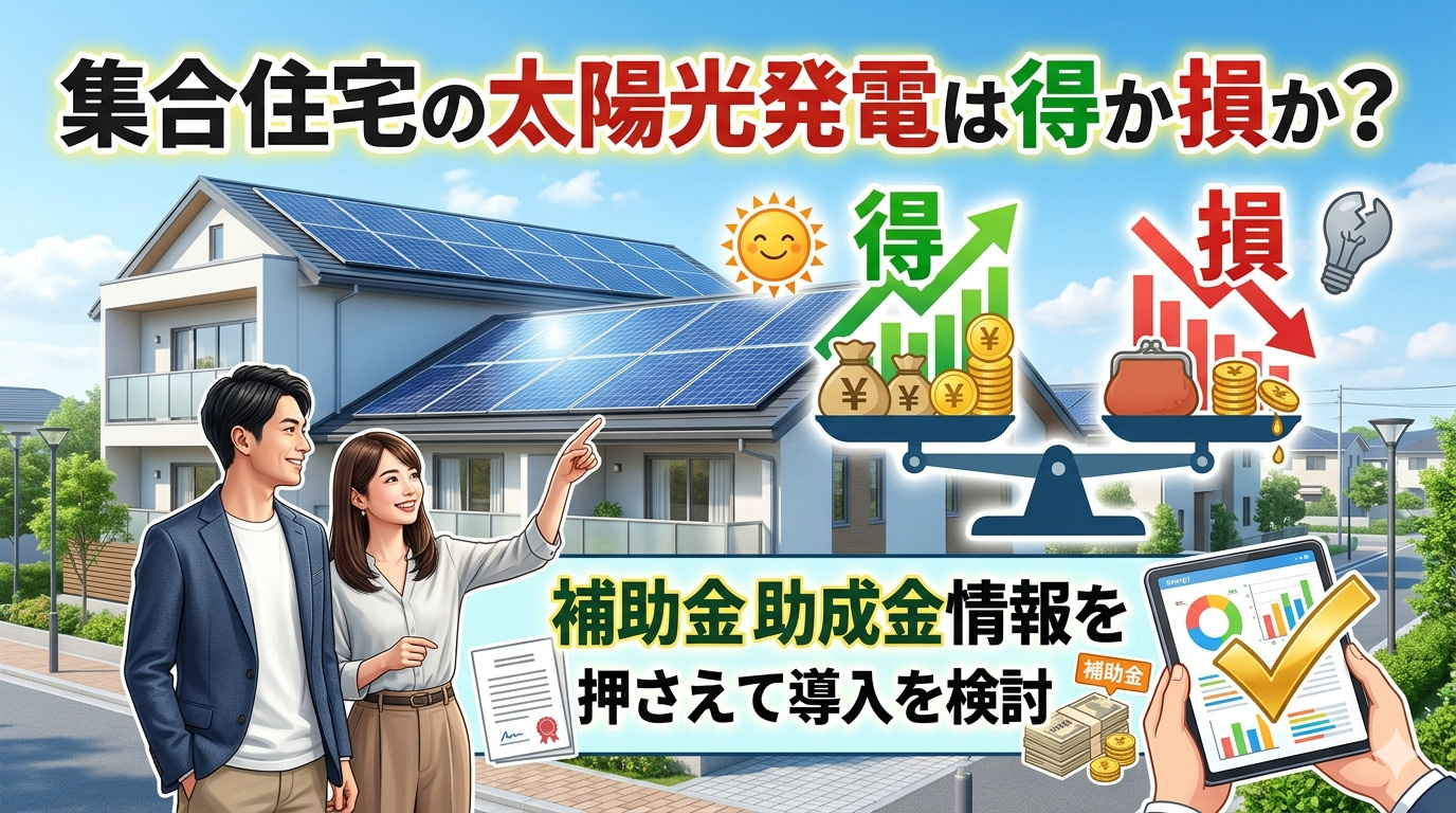 集合住宅の太陽光発電は得か損か？補助金助成金情報を押さえて導...の画像
