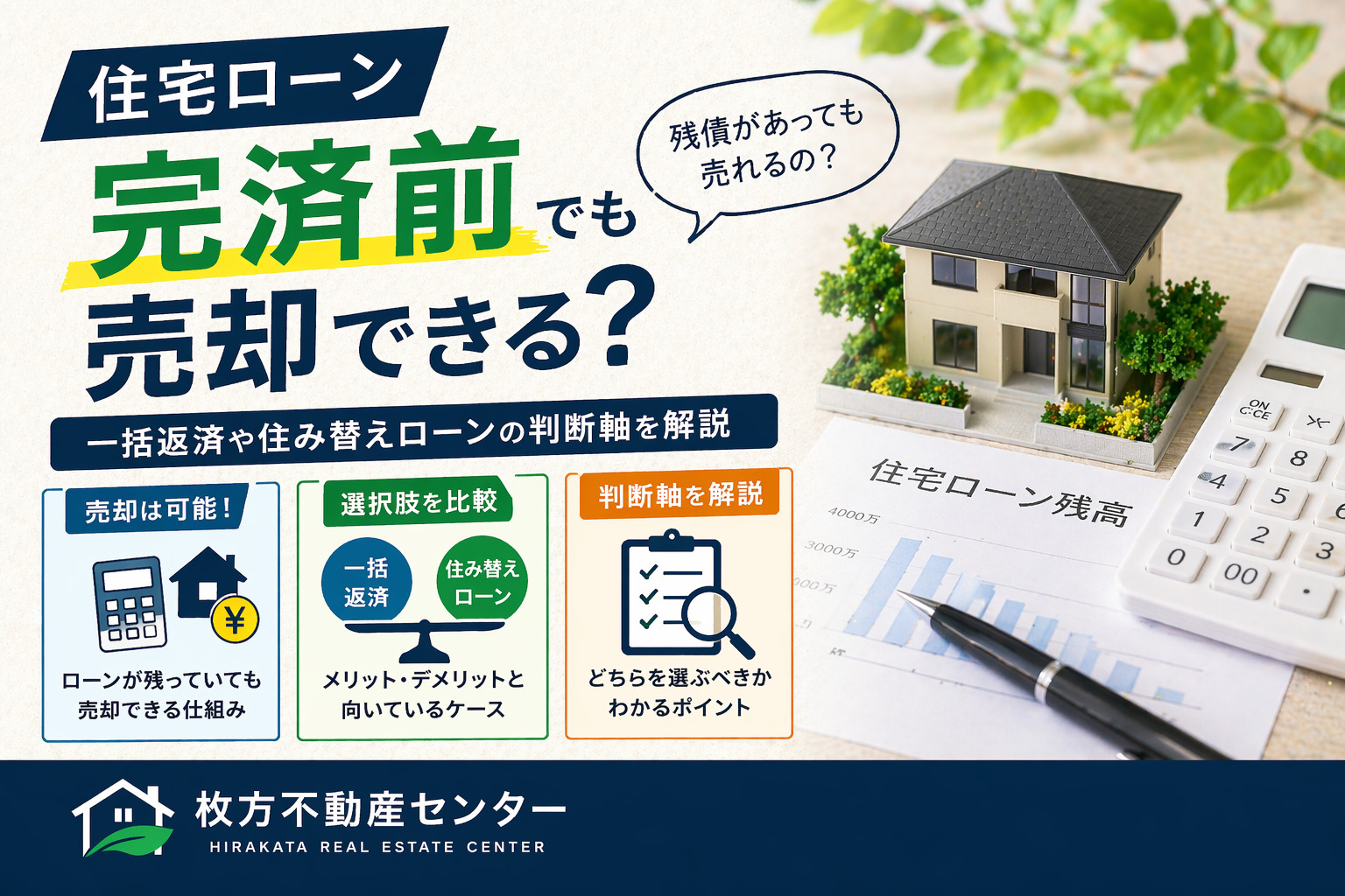 樟葉で住宅ローン完済前でも売却できる？  一括返済や住み替え...の画像