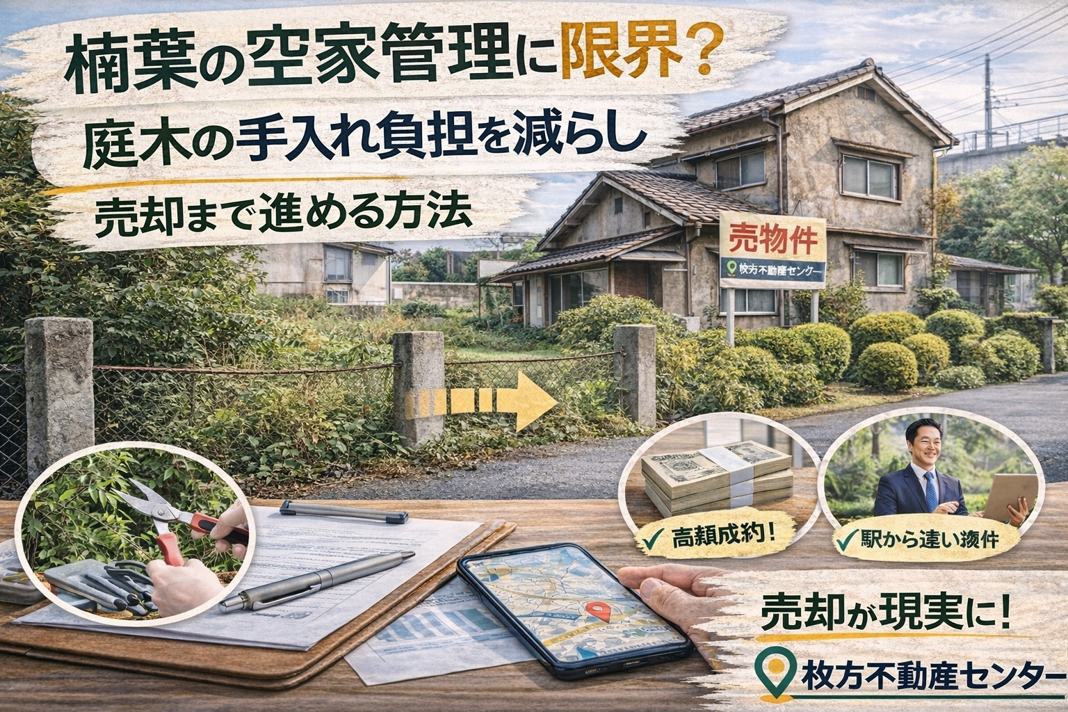 楠葉の空き家管理に限界？庭木の手入れ負担を減らし売却まで進め...の画像