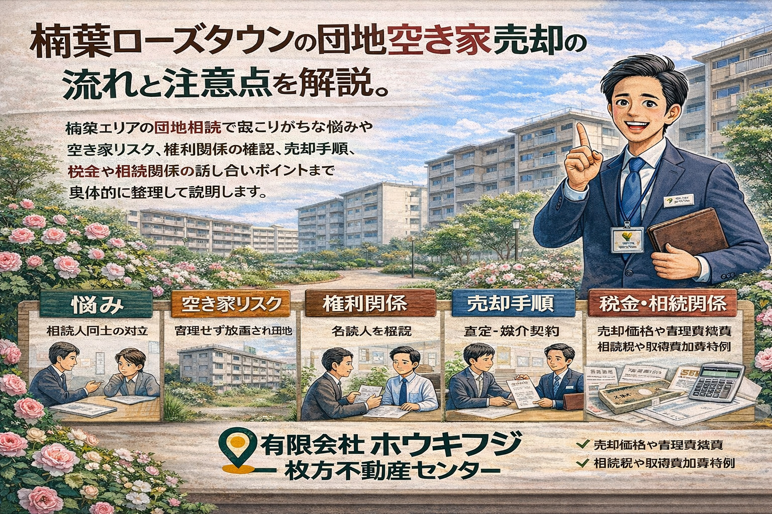 楠葉ローズタウンの団地空き家整理！相続後の売却ポイントを解説...の画像