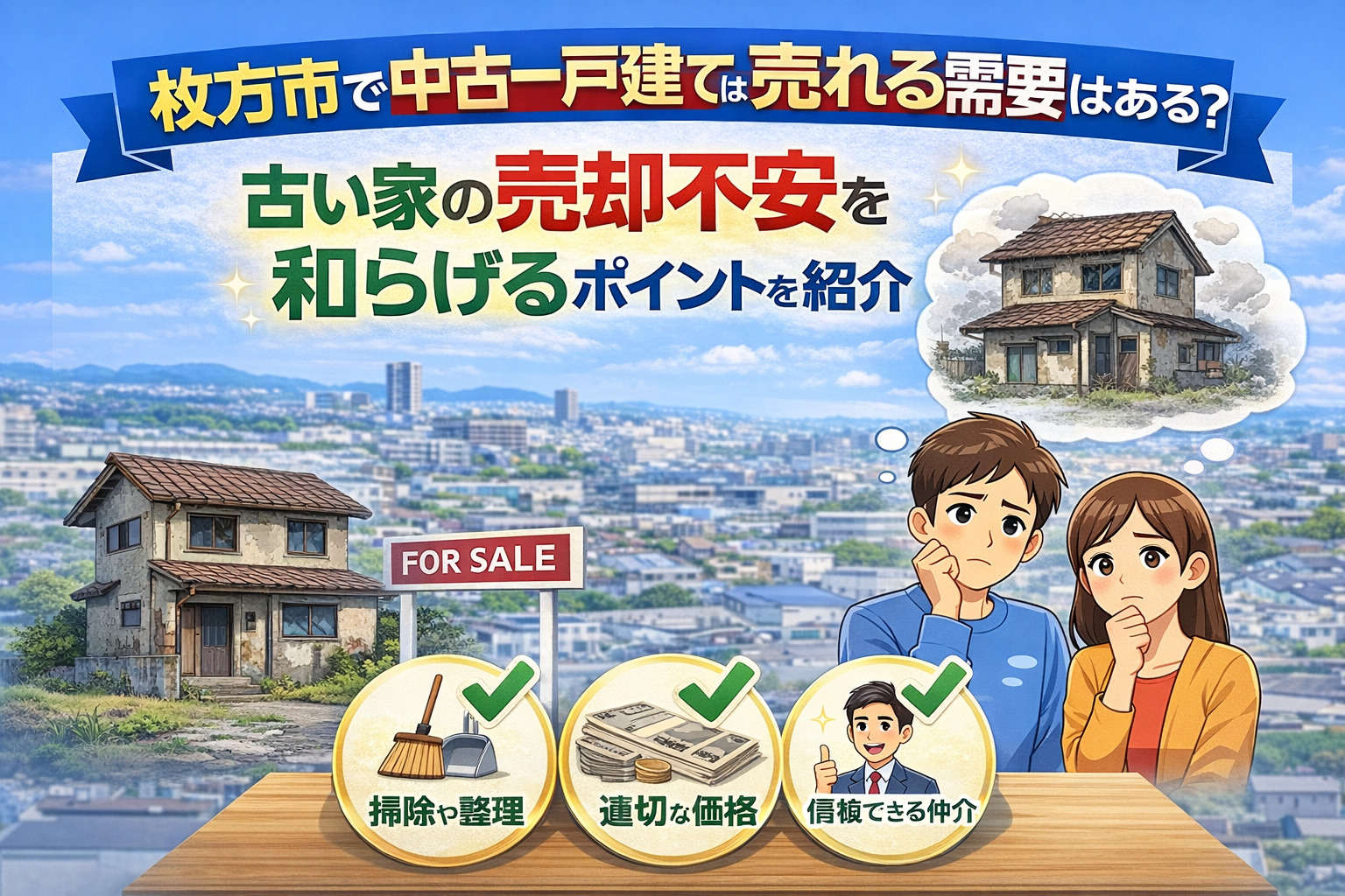 枚方市で中古一戸建ては売れる需要はある？  古い家の売却不安...の画像
