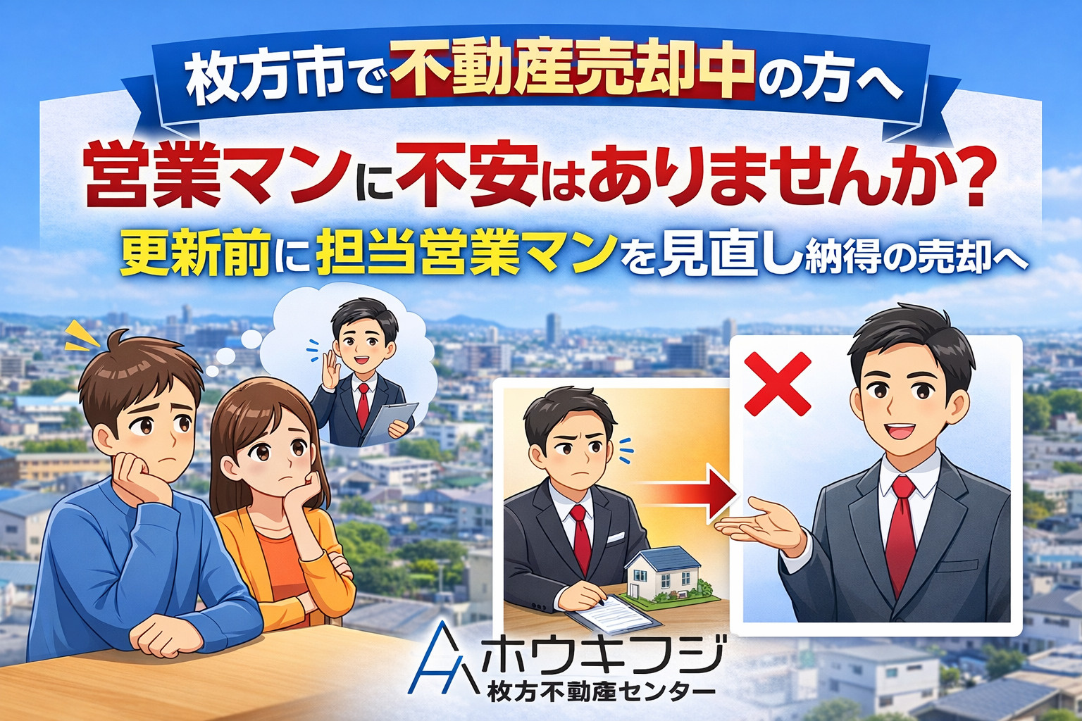 枚方市で不動産売却中の方へ営業マンに不安はありませんか？  ...の画像