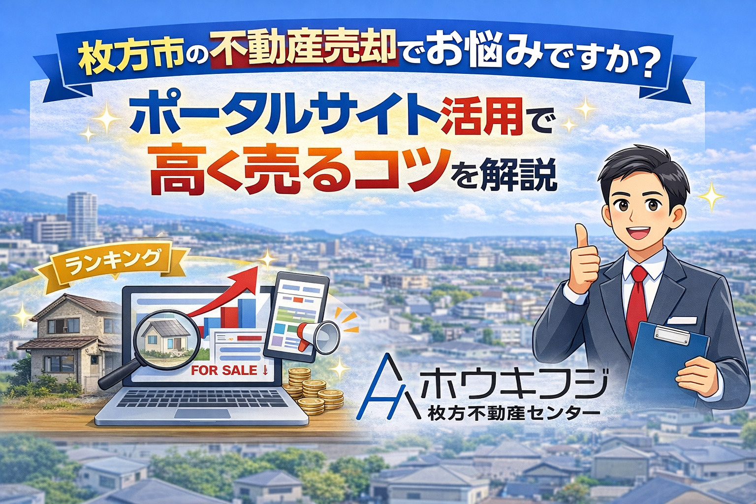 枚方市の不動産売却でお悩みですか？ポータルサイト活用で高く売...の画像