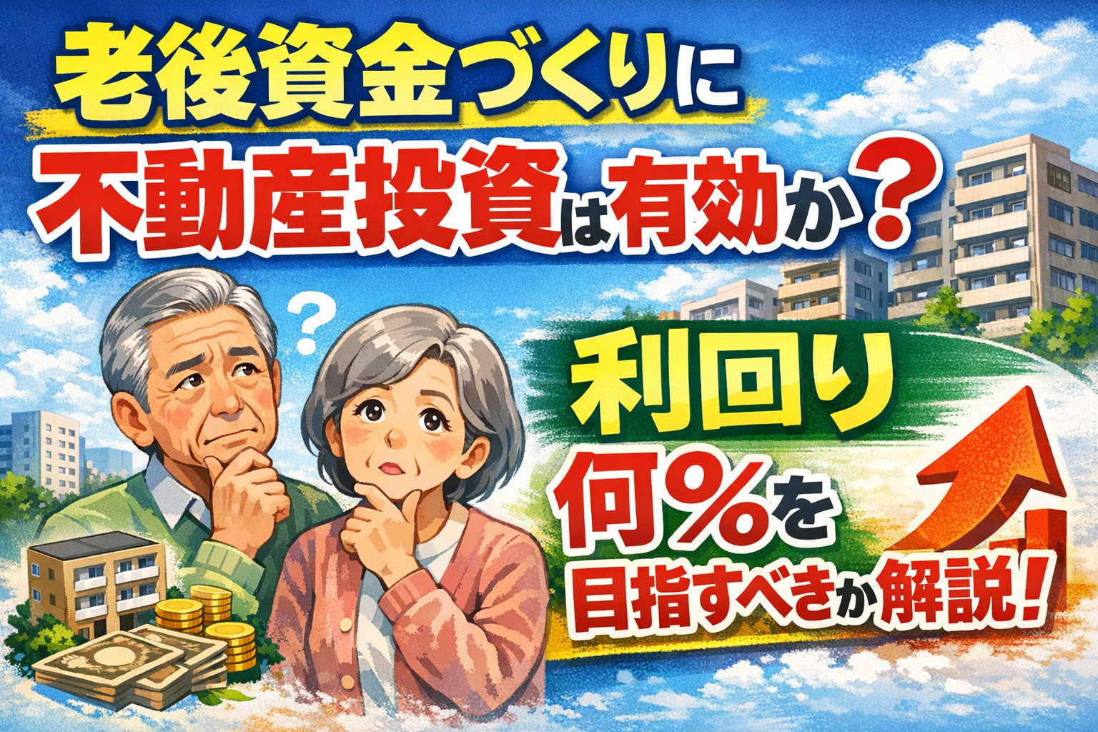 老後資金づくりに不動産投資は有効か？利回りは何パーセントを目...の画像