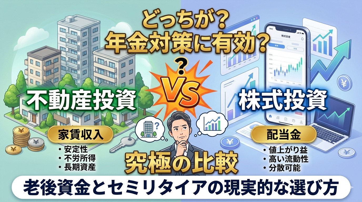 不動産投資と株式投資どっちが年金対策に有効？老後資金とセミリ...の画像