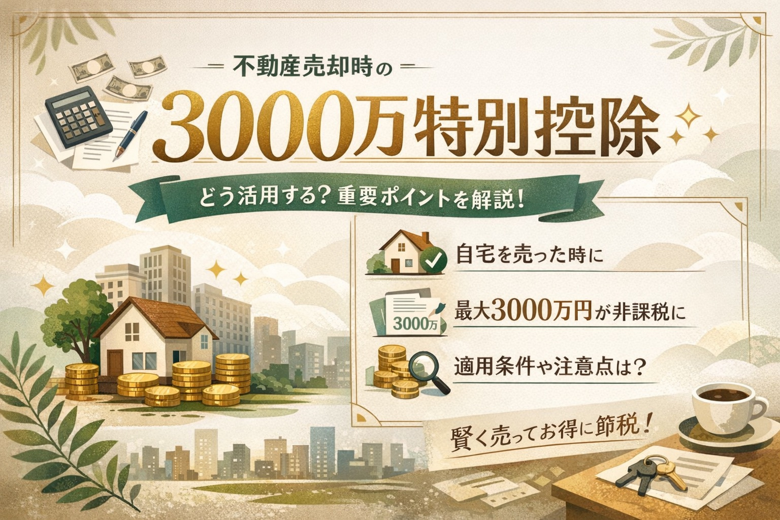 不動産売却時に支払う税金とは？相続人向けに三千万円特別控除の...の画像