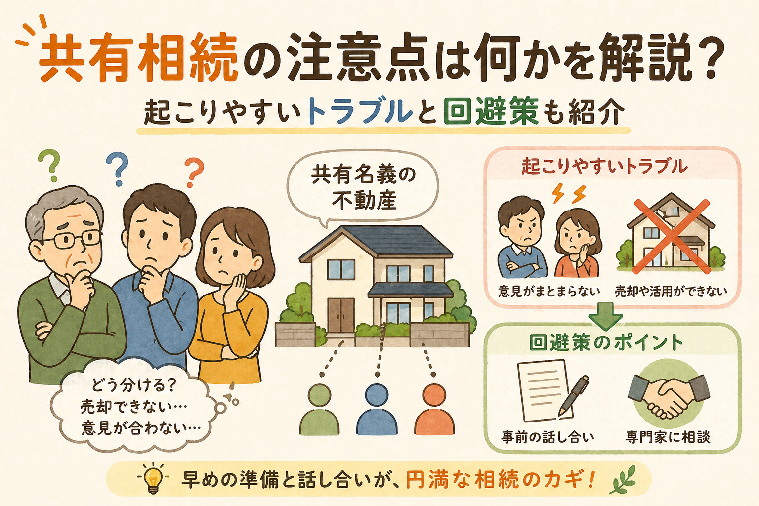 共有相続の注意点は何かを解説？  起こりやすいトラブルと回避...の画像
