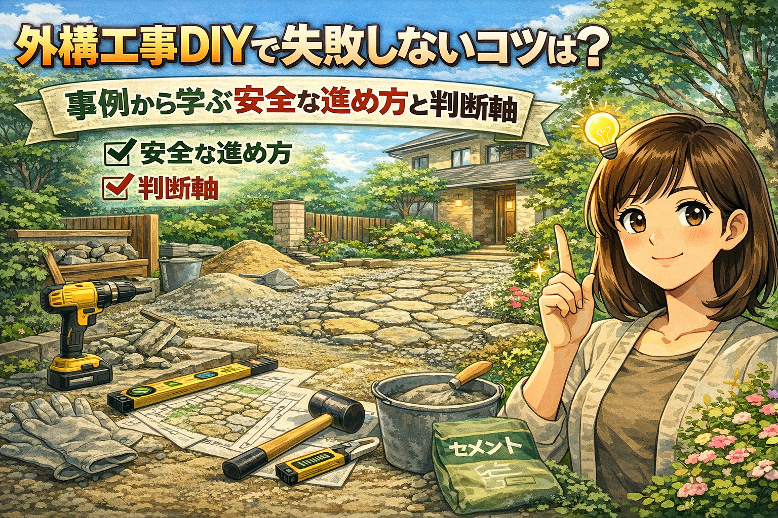 外構工事DIYで失敗しないコツは？  事例から学ぶ安全な進め...の画像