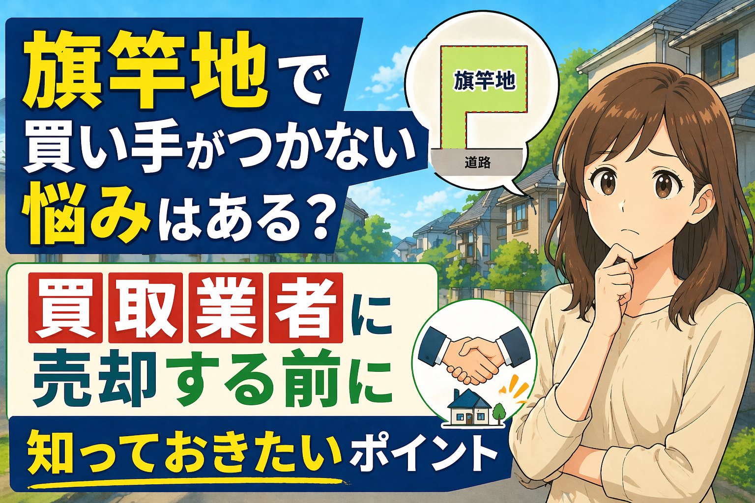 旗竿地で買い手がつかない悩みはある？買取業者に売却する前に知...の画像