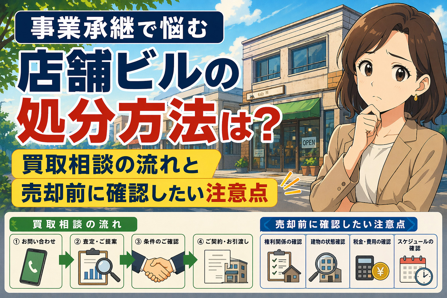 事業承継で悩む店舗ビルの処分方法は？  買取相談の流れと売却...の画像