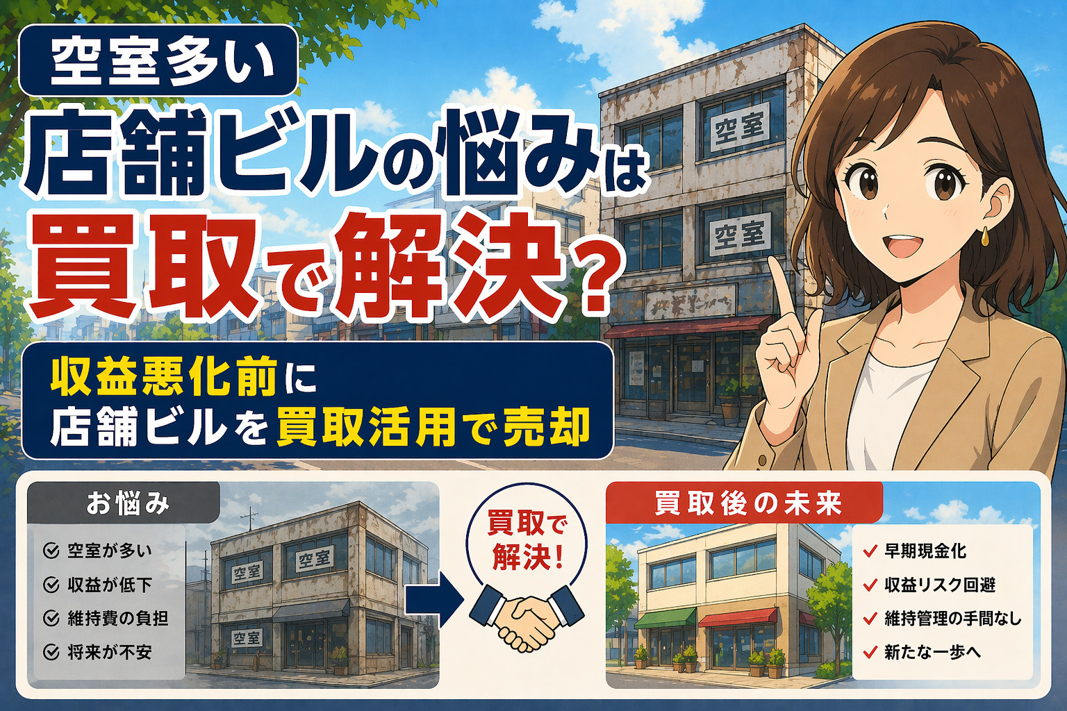 空室多い店舗ビルの悩みは買取で解決？  収益悪化前に店舗ビル...の画像