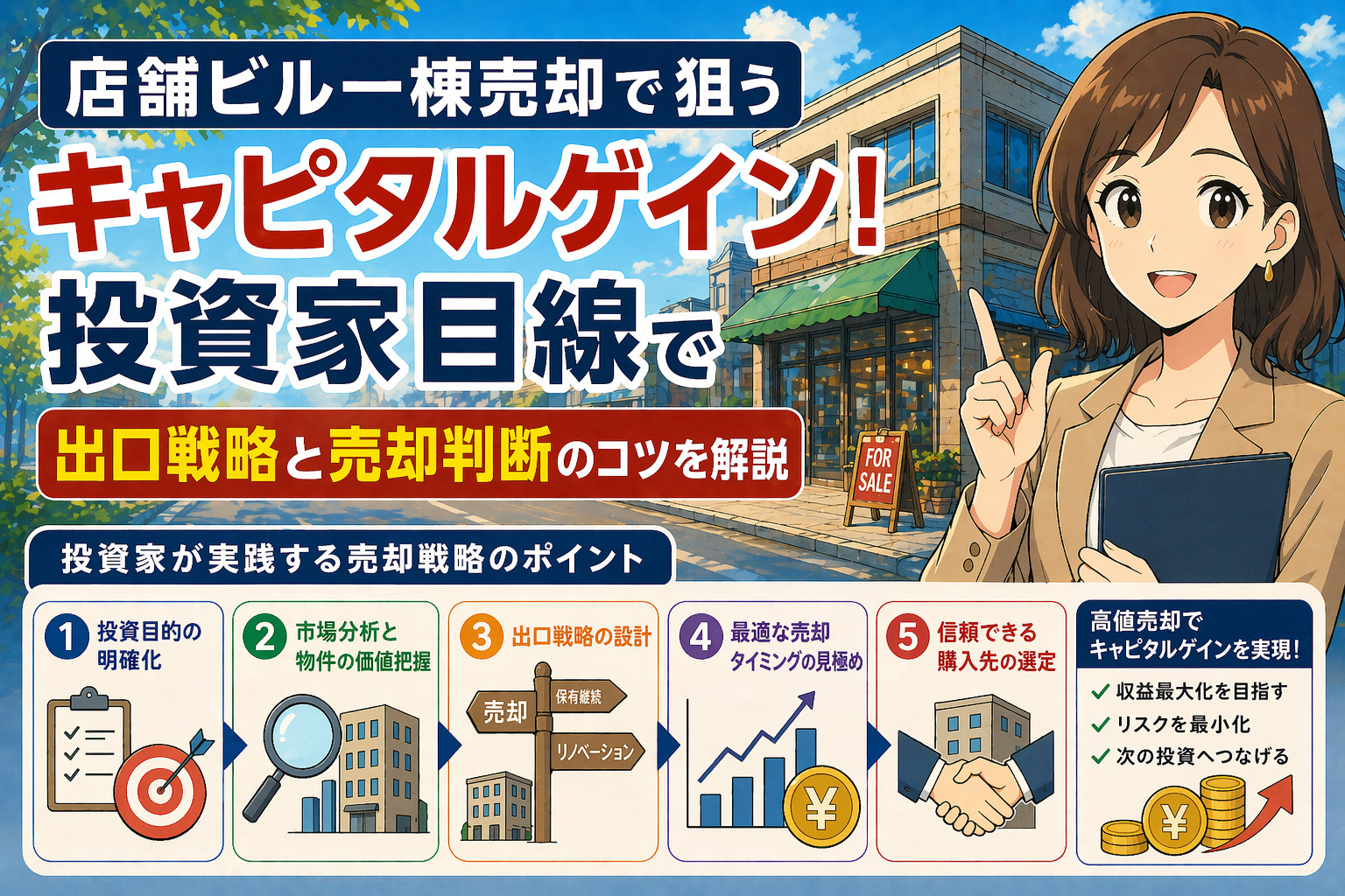 店舗ビル一棟売却で狙うキャピタルゲイン！投資家目線で出口戦略...の画像