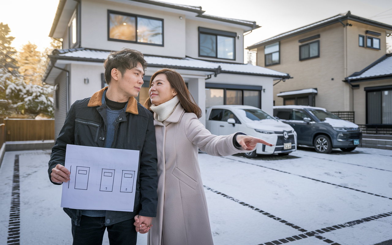 八戸市で新築戸建てを建てるなら必見  駐車3台分と雪かきしや...の画像