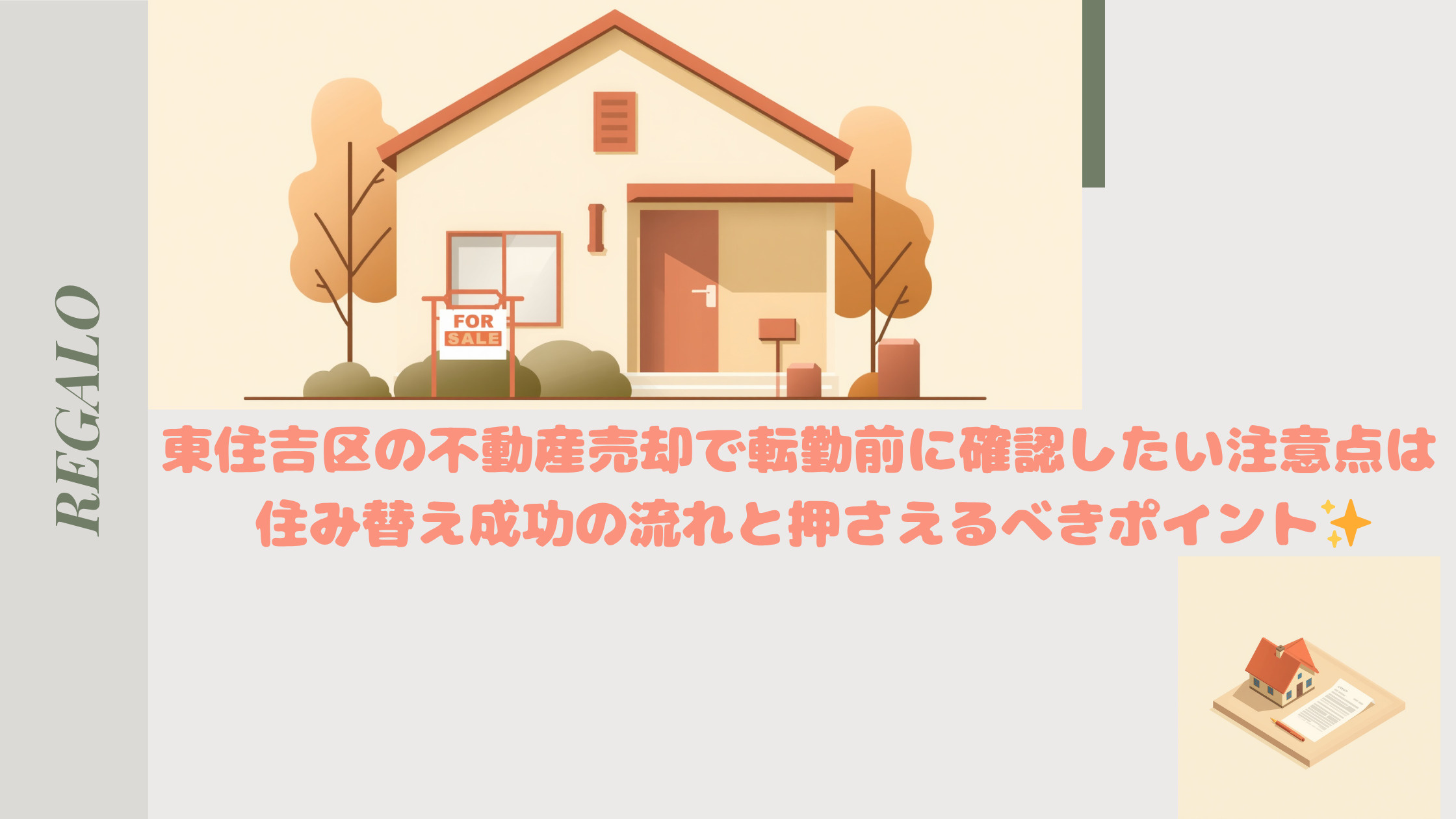 東住吉区の不動産売却で転勤前に確認したい注意点は  住み替え...の画像