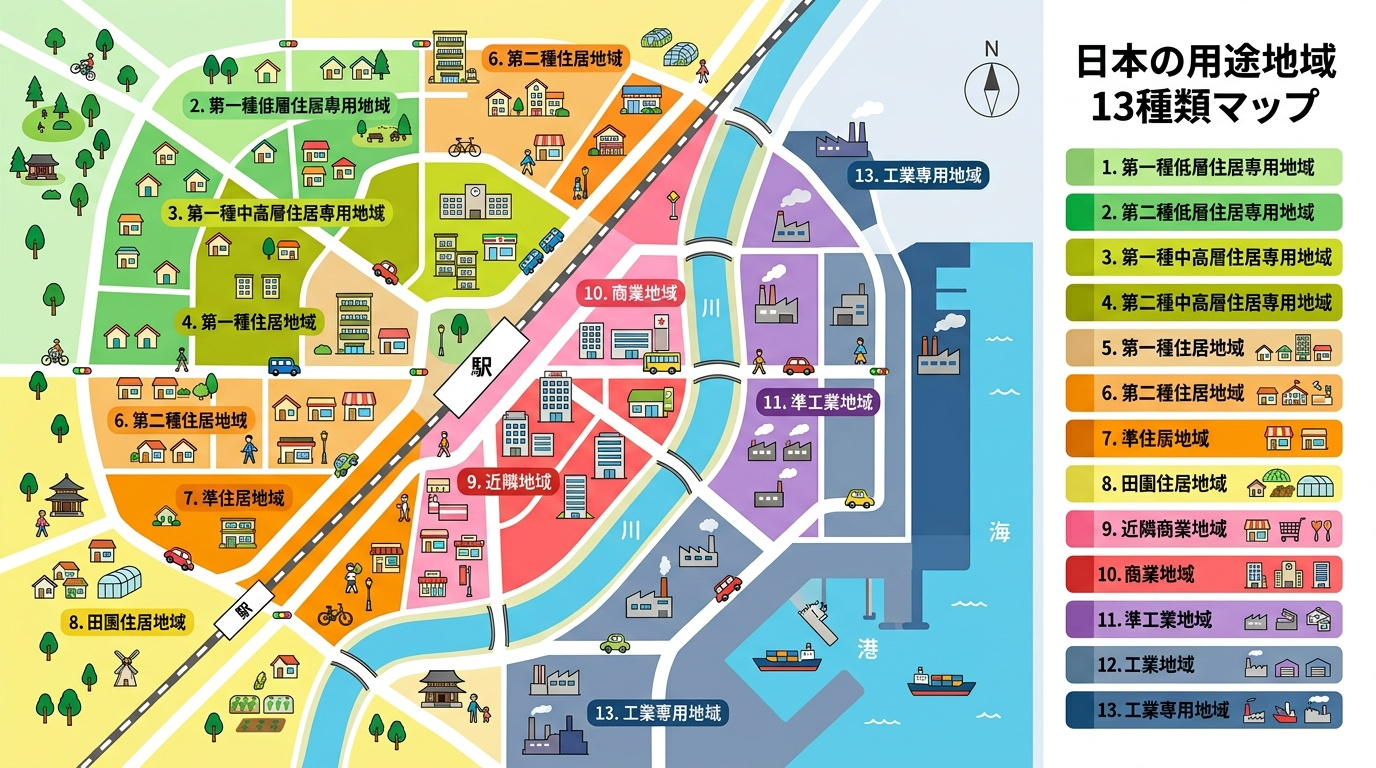土地を買う前に知っておきたい「用途地域」とは？13種類をわか...の画像