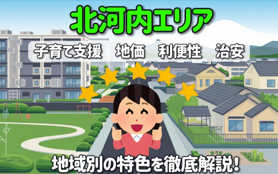 北河内の地域別の特色を徹底解説！  子育て支援と地価利便性治...の画像