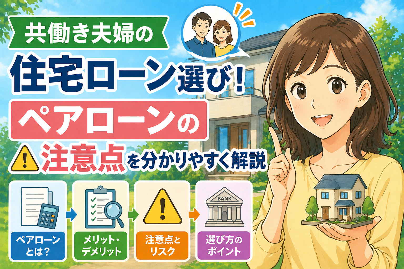 共働き夫婦の住宅ローン選び！ペアローンの注意点を分かりやすく...の画像