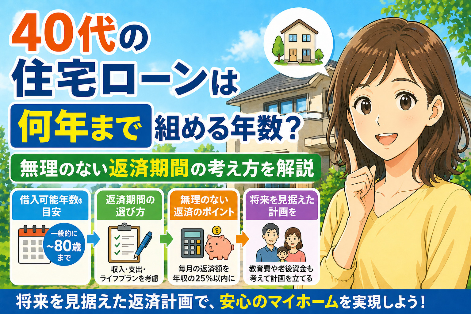 40代の住宅ローンは何年まで組める年数？無理のない返済期間の...の画像