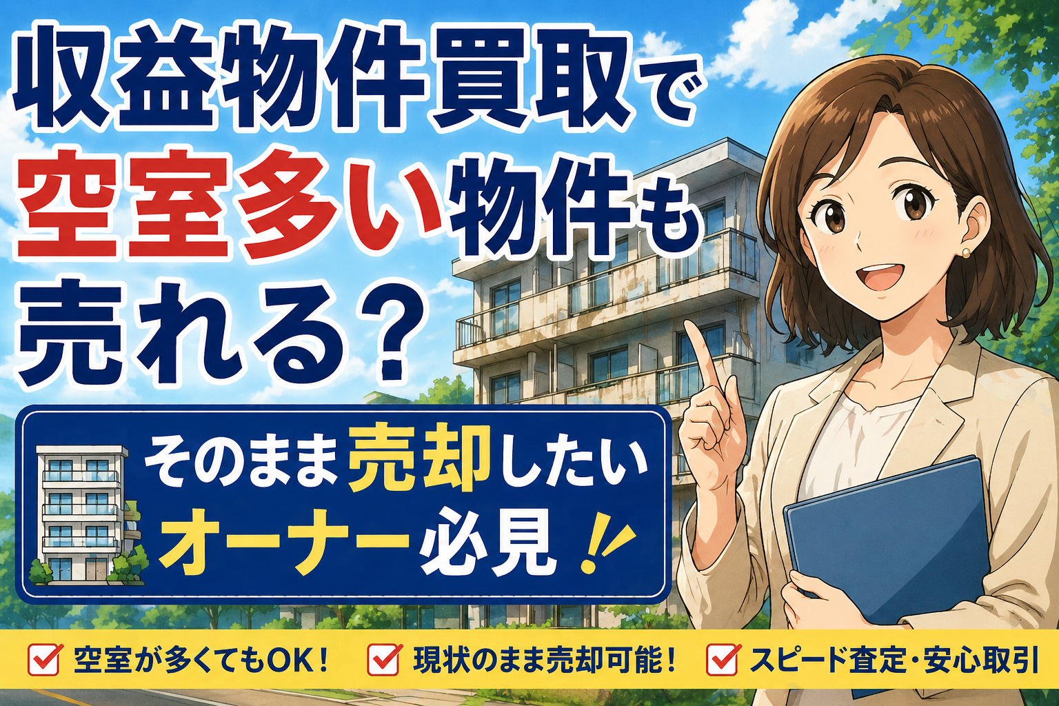 収益物件買取で空室多い物件も売れる？そのまま売却したいオーナ...の画像