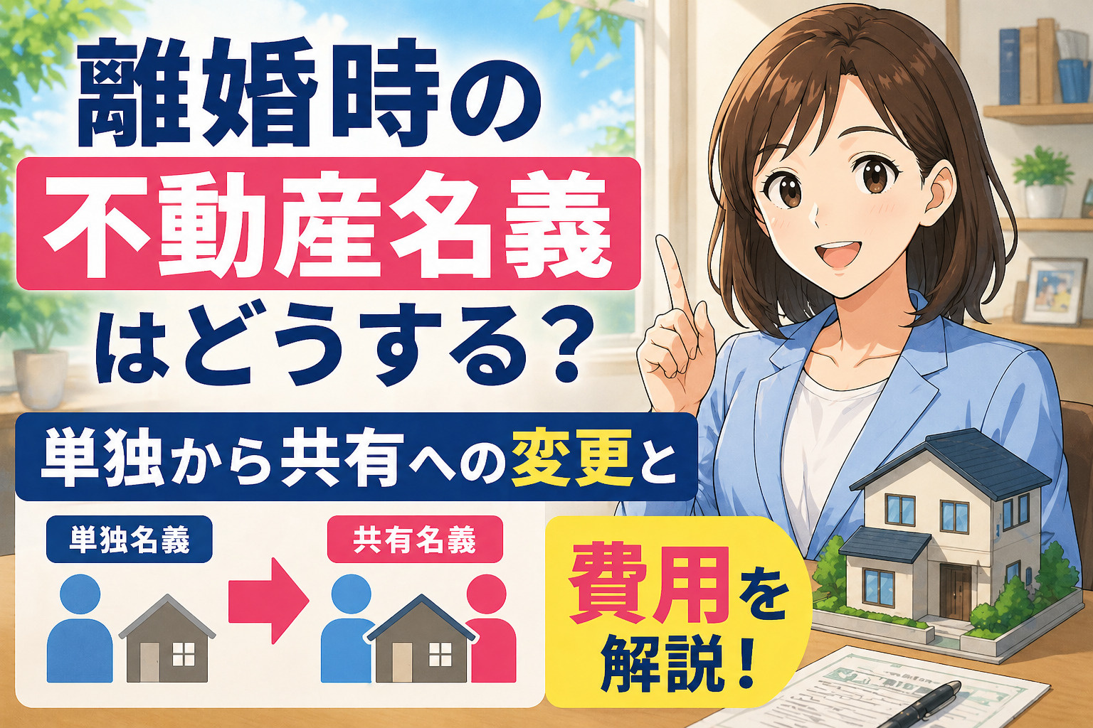 離婚時の不動産名義はどうする？単独から共有への変更と費用を解...の画像