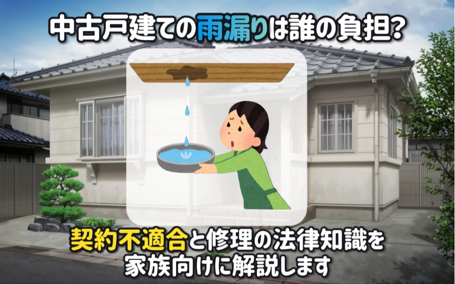 中古戸建ての雨漏りは誰の負担？契約不適合と修理の法律知識を家...の画像