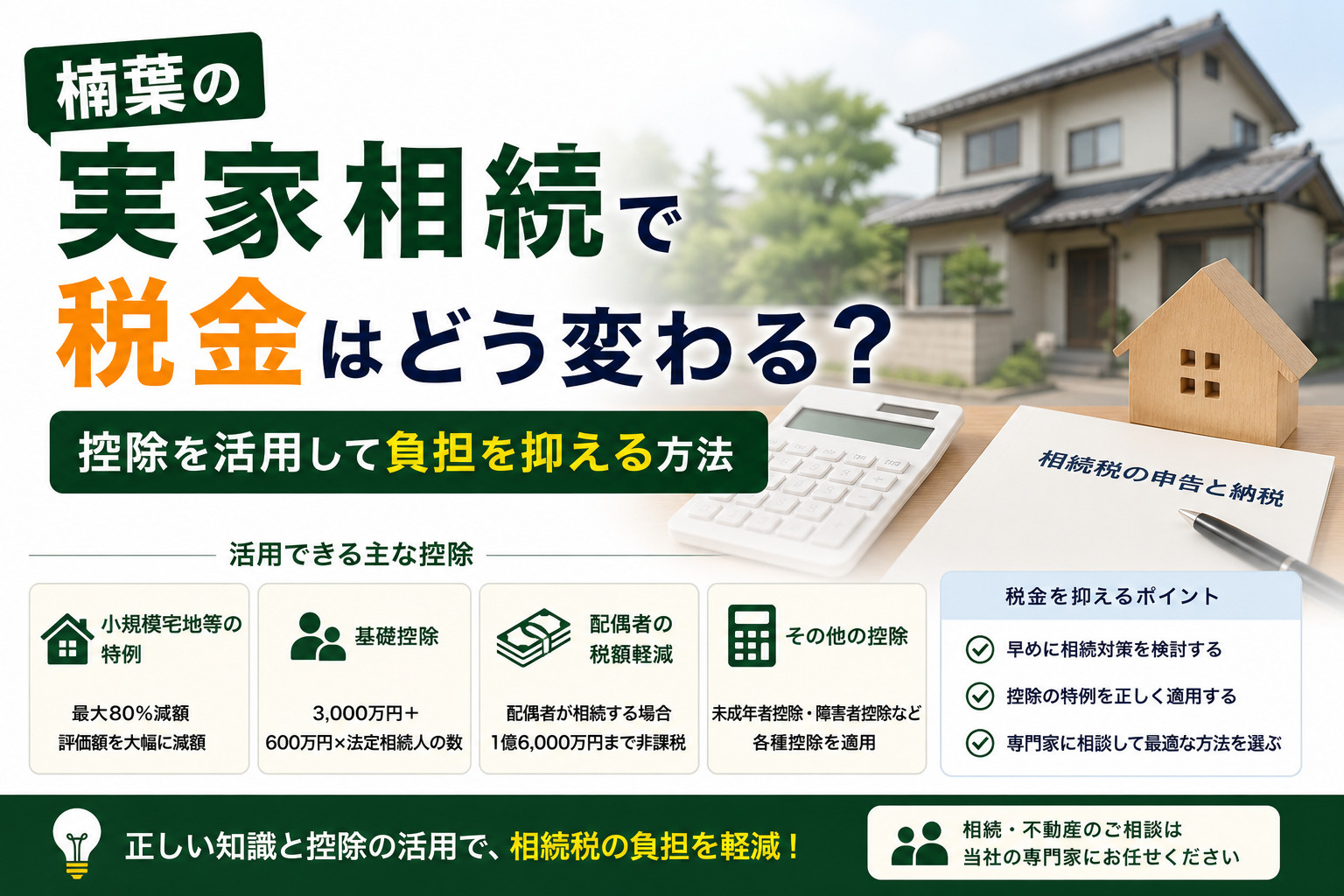 楠葉の実家相続で税金はどう変わる？控除を活用して負担を抑える...の画像