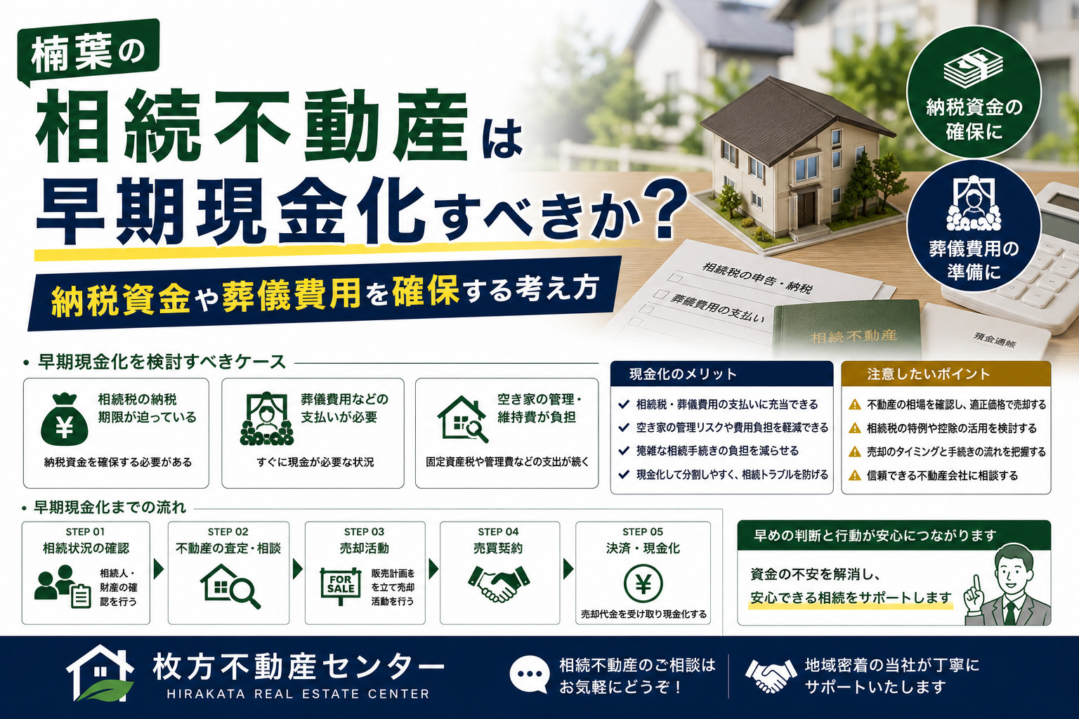 楠葉の相続不動産は早期現金化すべきか？納税資金や葬儀費用を確...の画像