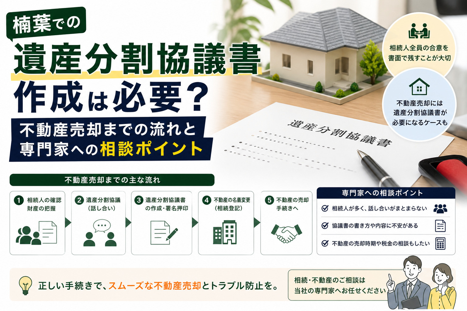 楠葉での遺産分割協議書作成は必要？不動産売却までの流れと専門...の画像