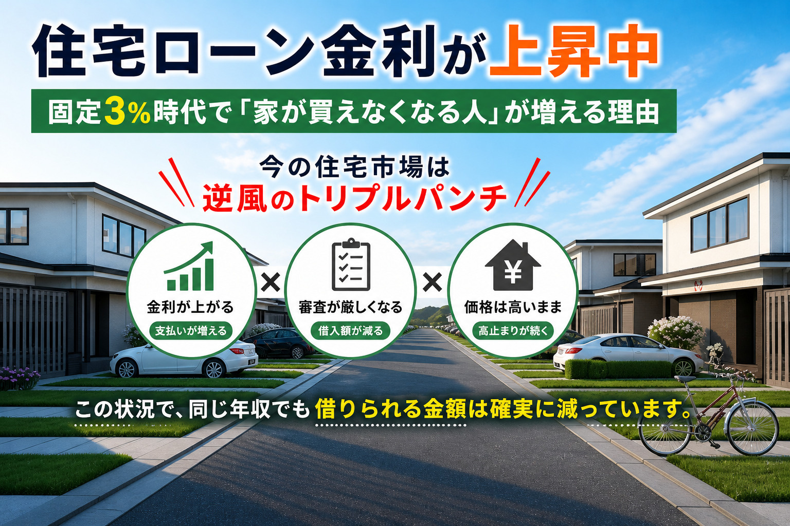 住宅ローン金利が上昇中｜固定3％時代で「家が買えなくなる人」...の画像