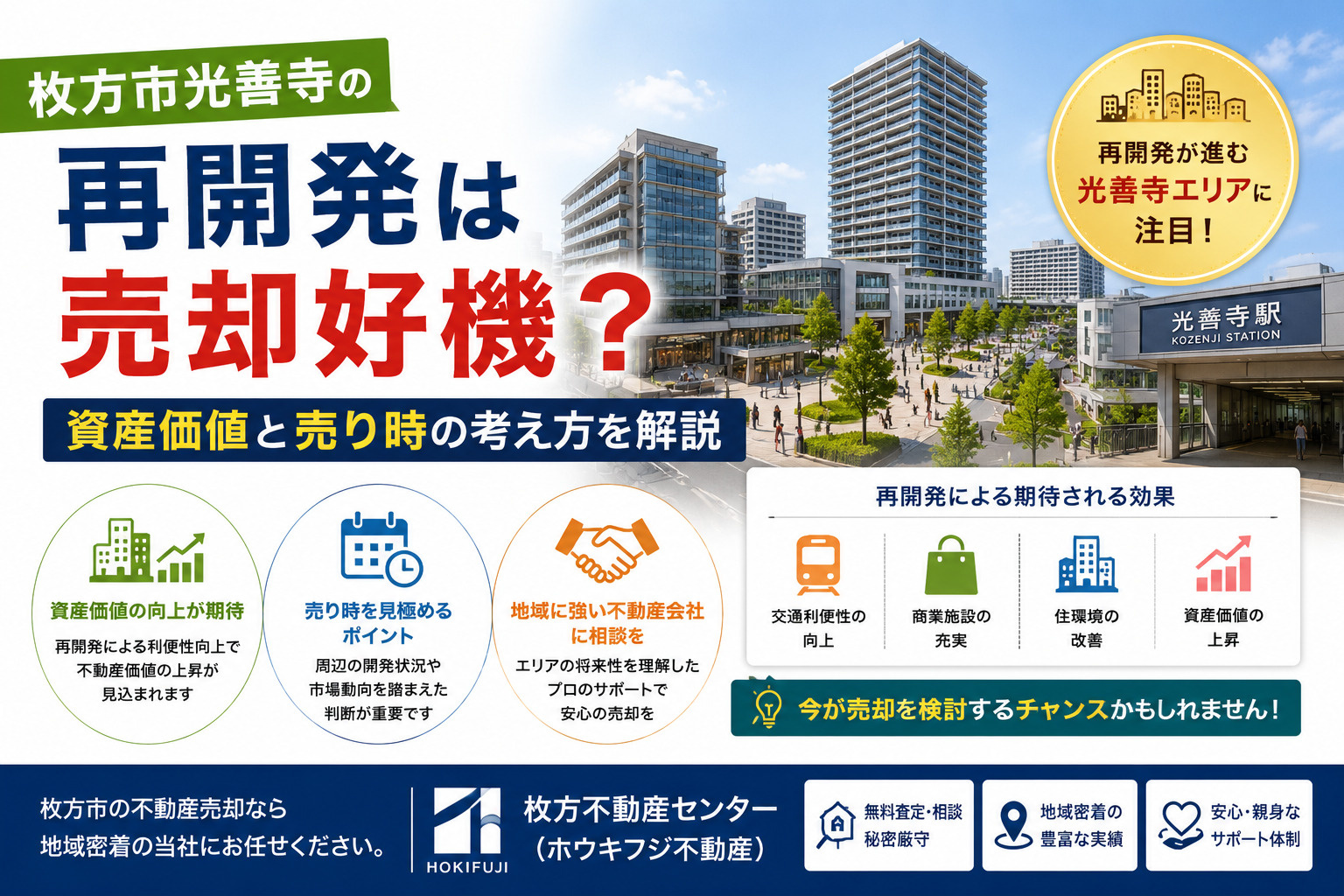 枚方市光善寺の再開発は売却好機？資産価値と売り時の考え方を解...の画像