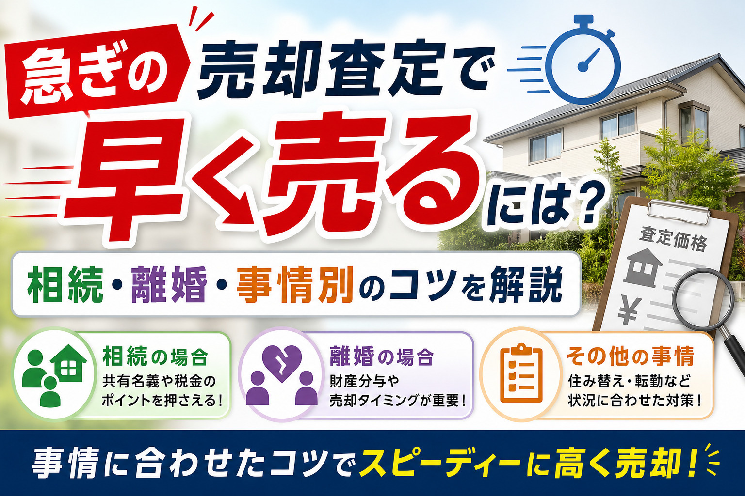 急ぎの売却査定で早く売るには？相続離婚事情別のコツを解説の画像