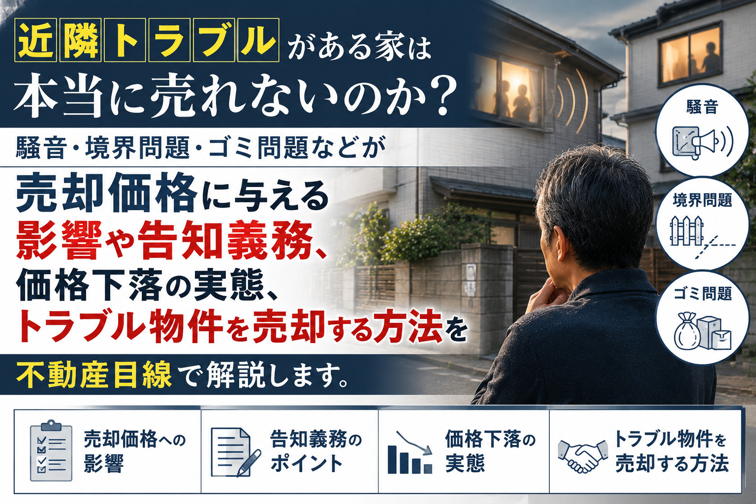 近隣トラブルがある家は売れないのか？正直に答えます【トラブル...の画像