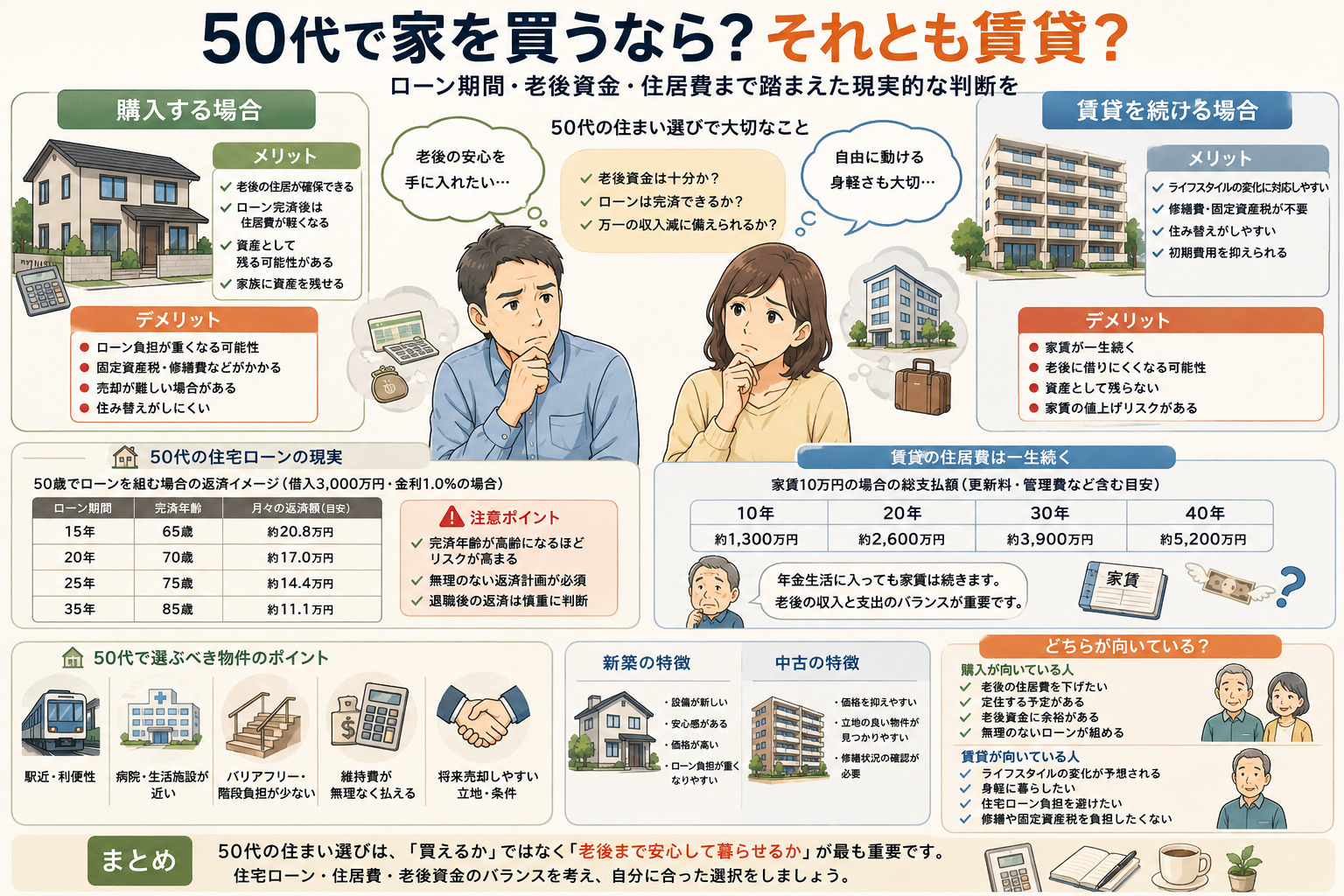 50代で家を買うのは遅い？賃貸と購入どっちがいい？住宅ローン...の画像