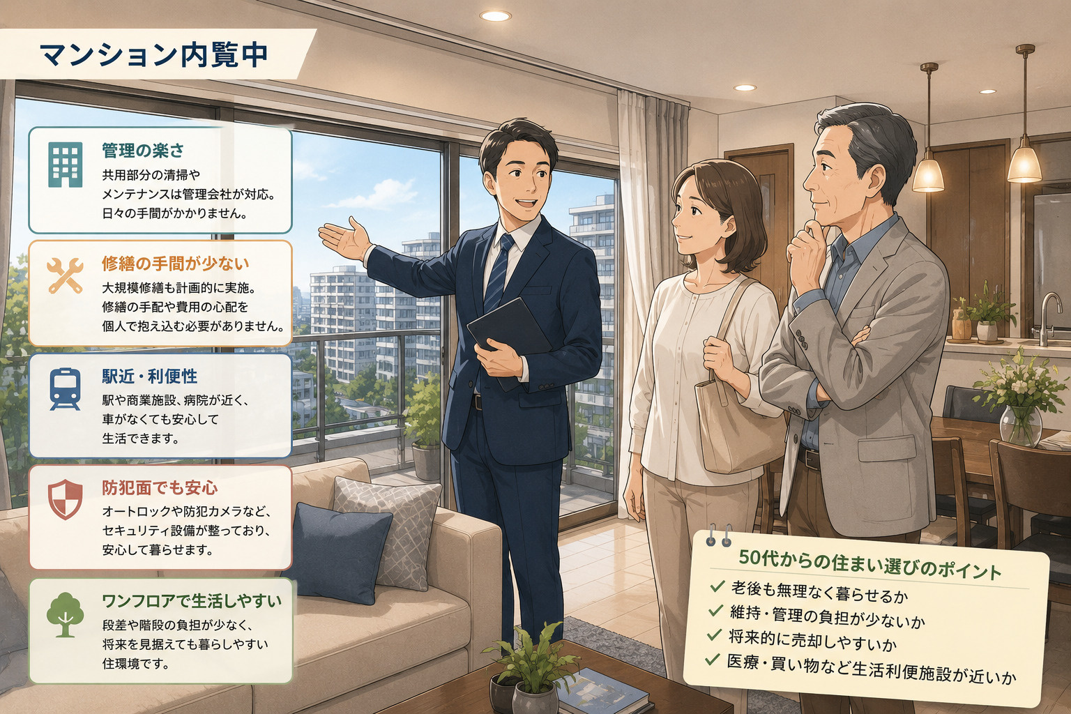 50代で家を買うならマンションはかなり合理的？管理の楽さと老...の画像