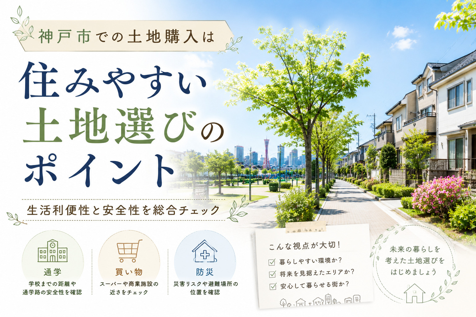神戸市での土地購入は周辺環境が重要？生活利便性と安全性を総合...の画像