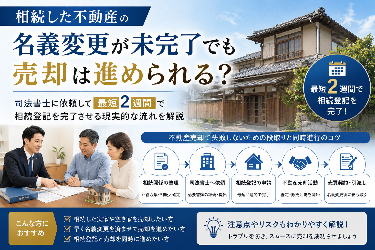 名義変更が未完了でも最短で売る、現実的な段取り 司法書士依頼...の画像