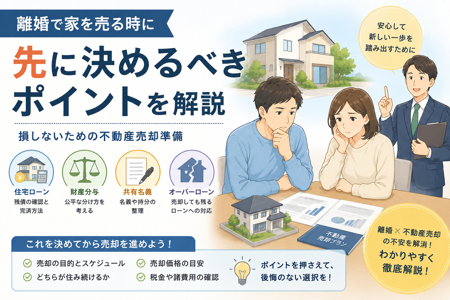 離婚で家を売る時、絶対に先に決めておくべきこと 財産分与で損...の画像